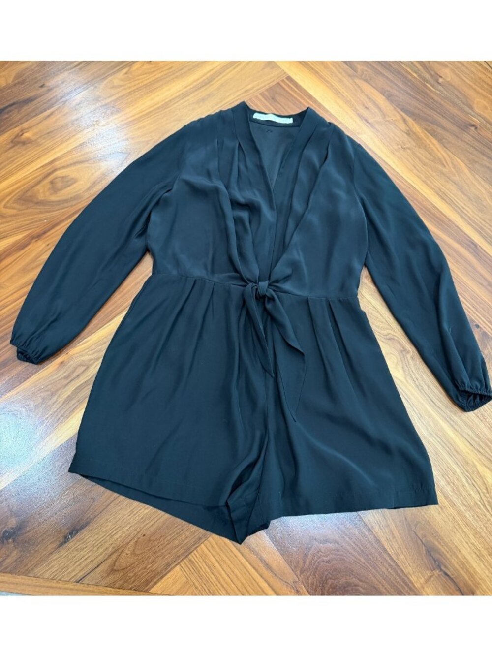 Marie Oliver Black Silk Long Sleeve Romper Shorts Medium